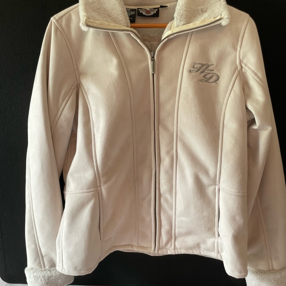 Harley-Davidson Cream Faux Suede Zip Front Jacket